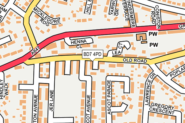 BD7 4PD map - OS OpenMap – Local (Ordnance Survey)