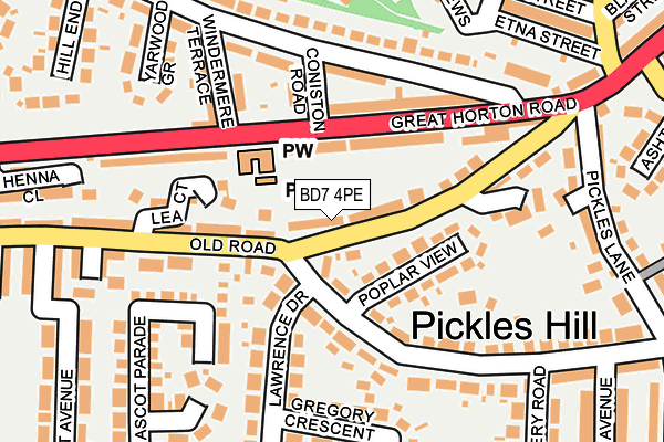 BD7 4PE map - OS OpenMap – Local (Ordnance Survey)