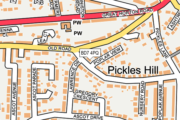 BD7 4PQ map - OS OpenMap – Local (Ordnance Survey)