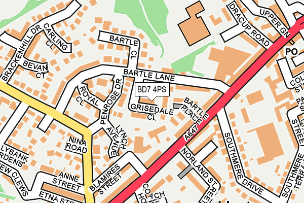 BD7 4PS map - OS OpenMap – Local (Ordnance Survey)
