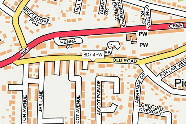 BD7 4PW map - OS OpenMap – Local (Ordnance Survey)