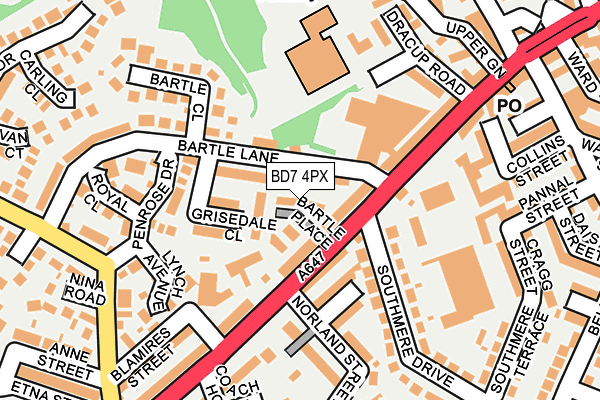 BD7 4PX map - OS OpenMap – Local (Ordnance Survey)