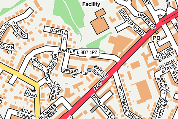 BD7 4PZ map - OS OpenMap – Local (Ordnance Survey)