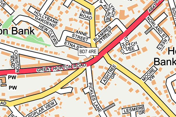 BD7 4RE map - OS OpenMap – Local (Ordnance Survey)