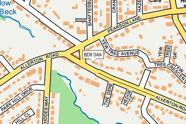 BD8 0AA map - OS OpenMap – Local (Ordnance Survey)