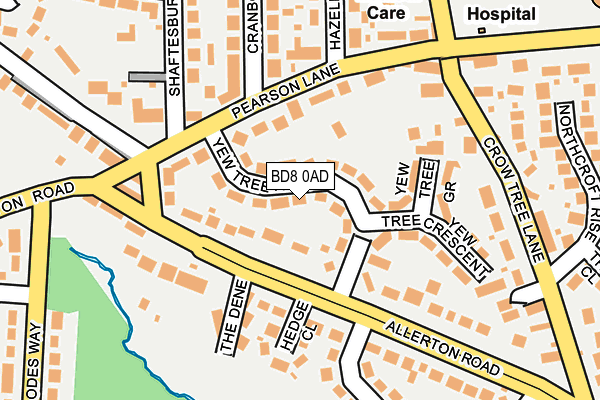 BD8 0AD map - OS OpenMap – Local (Ordnance Survey)