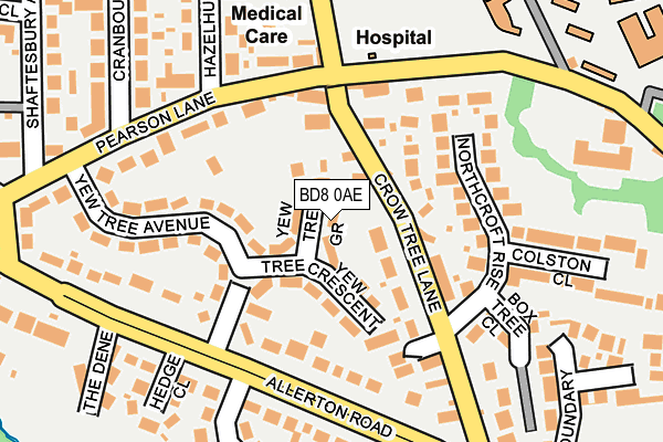 BD8 0AE map - OS OpenMap – Local (Ordnance Survey)