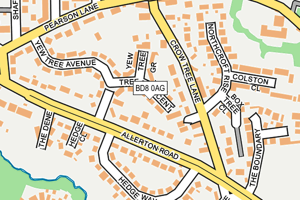 BD8 0AG map - OS OpenMap – Local (Ordnance Survey)