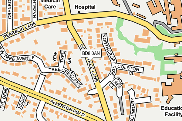 BD8 0AN map - OS OpenMap – Local (Ordnance Survey)