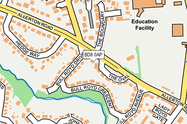 BD8 0AP map - OS OpenMap – Local (Ordnance Survey)