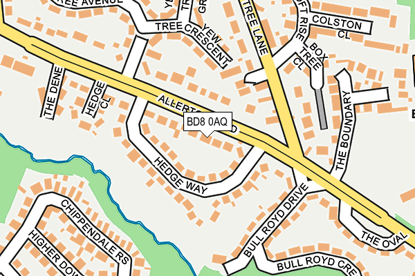 BD8 0AQ map - OS OpenMap – Local (Ordnance Survey)
