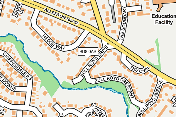 BD8 0AS map - OS OpenMap – Local (Ordnance Survey)