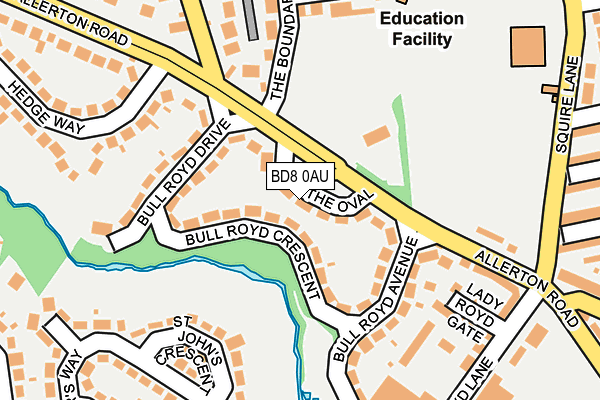 BD8 0AU map - OS OpenMap – Local (Ordnance Survey)