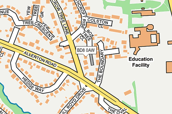 BD8 0AW map - OS OpenMap – Local (Ordnance Survey)