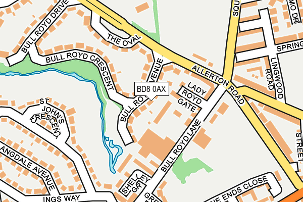 BD8 0AX map - OS OpenMap – Local (Ordnance Survey)