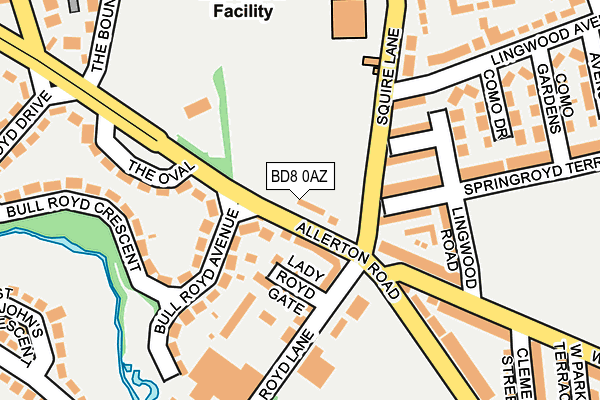 BD8 0AZ map - OS OpenMap – Local (Ordnance Survey)