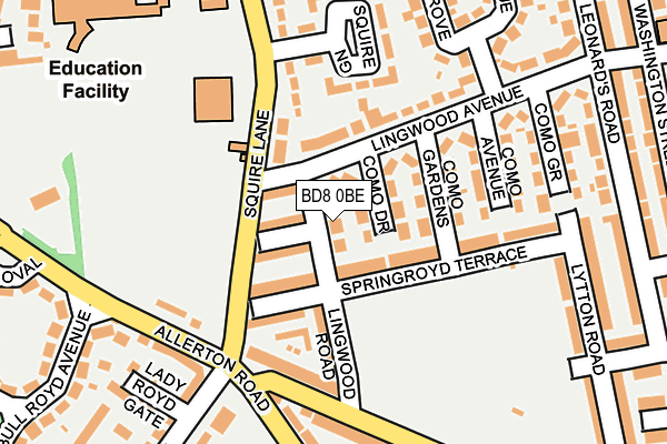 BD8 0BE map - OS OpenMap – Local (Ordnance Survey)