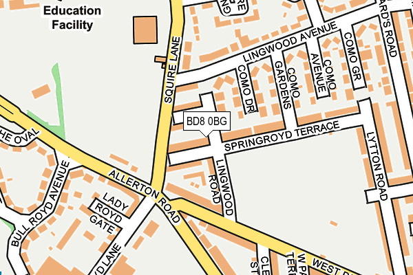 BD8 0BG map - OS OpenMap – Local (Ordnance Survey)