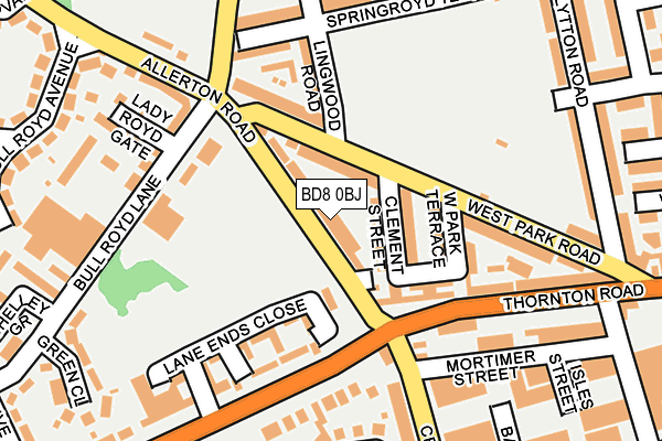 BD8 0BJ map - OS OpenMap – Local (Ordnance Survey)