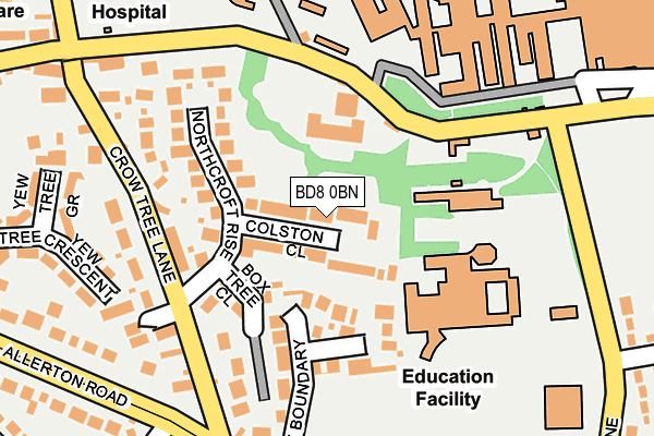 BD8 0BN map - OS OpenMap – Local (Ordnance Survey)