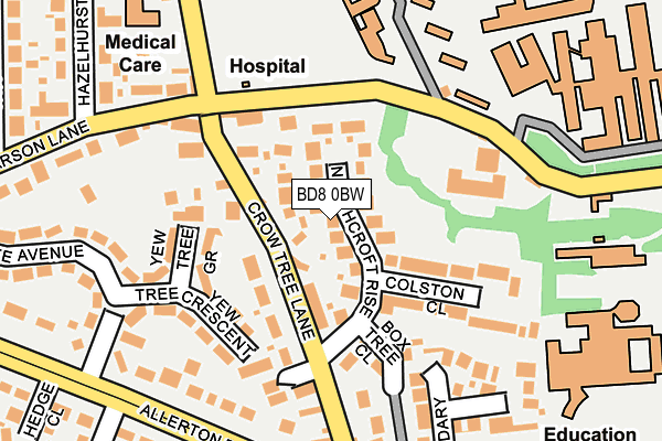 BD8 0BW map - OS OpenMap – Local (Ordnance Survey)