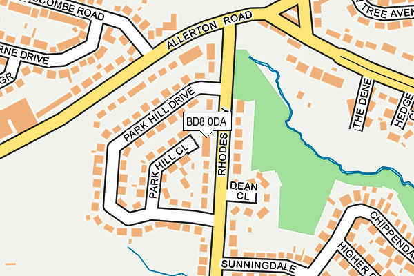 BD8 0DA map - OS OpenMap – Local (Ordnance Survey)