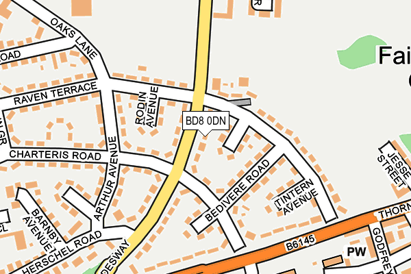 BD8 0DN map - OS OpenMap – Local (Ordnance Survey)