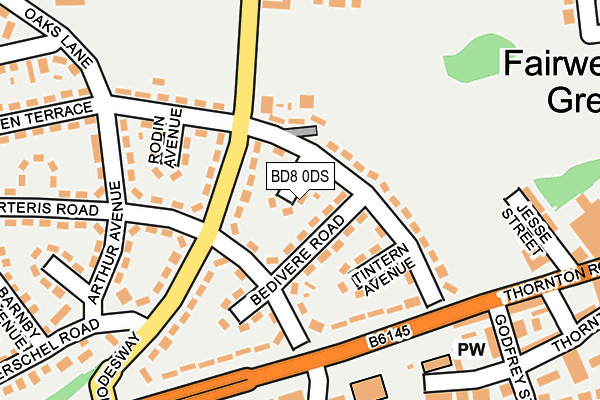 BD8 0DS map - OS OpenMap – Local (Ordnance Survey)