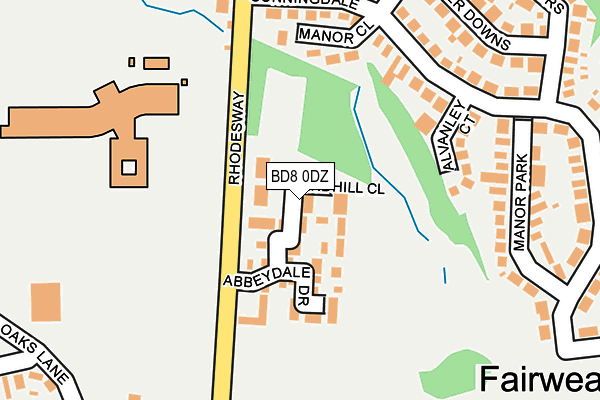 BD8 0DZ map - OS OpenMap – Local (Ordnance Survey)