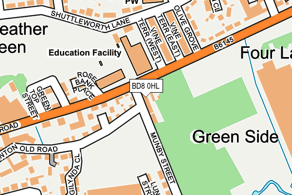 BD8 0HL map - OS OpenMap – Local (Ordnance Survey)