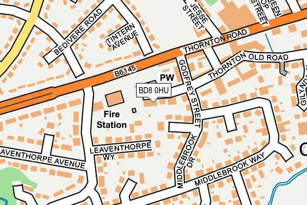 BD8 0HU map - OS OpenMap – Local (Ordnance Survey)