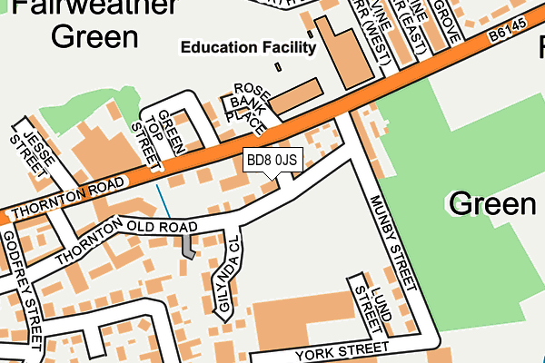 BD8 0JS map - OS OpenMap – Local (Ordnance Survey)