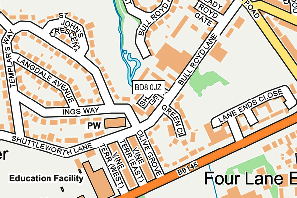 BD8 0JZ map - OS OpenMap – Local (Ordnance Survey)