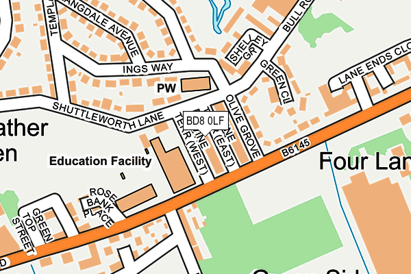 BD8 0LF map - OS OpenMap – Local (Ordnance Survey)