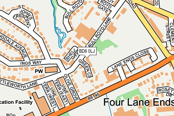 BD8 0LJ map - OS OpenMap – Local (Ordnance Survey)