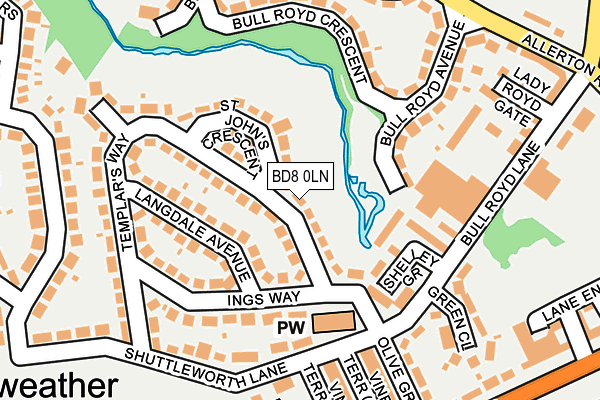 BD8 0LN map - OS OpenMap – Local (Ordnance Survey)