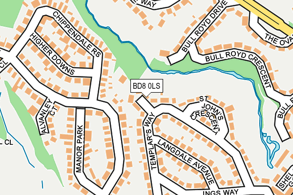 BD8 0LS map - OS OpenMap – Local (Ordnance Survey)