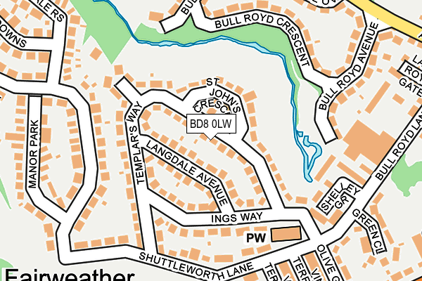 BD8 0LW map - OS OpenMap – Local (Ordnance Survey)