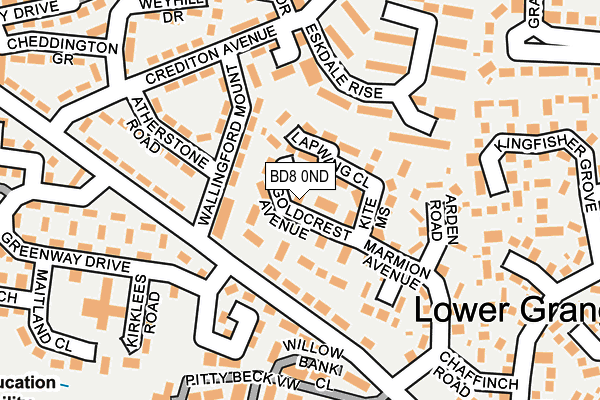 BD8 0ND map - OS OpenMap – Local (Ordnance Survey)