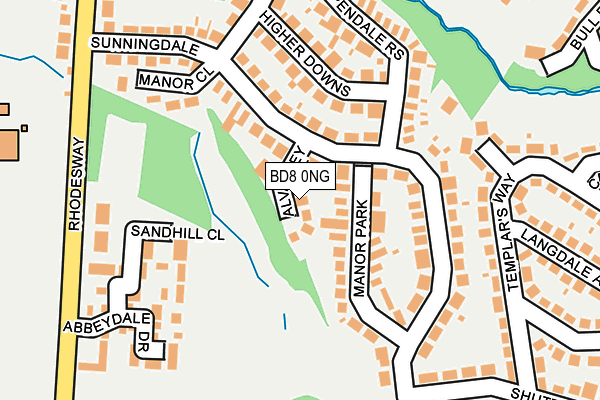BD8 0NG map - OS OpenMap – Local (Ordnance Survey)