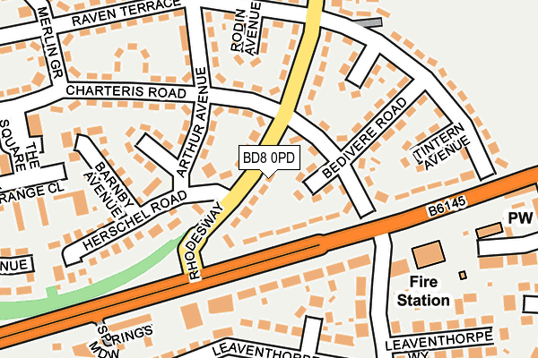 BD8 0PD map - OS OpenMap – Local (Ordnance Survey)