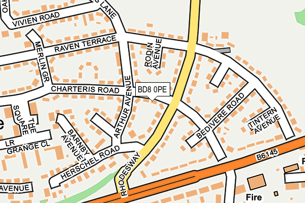 BD8 0PE map - OS OpenMap – Local (Ordnance Survey)