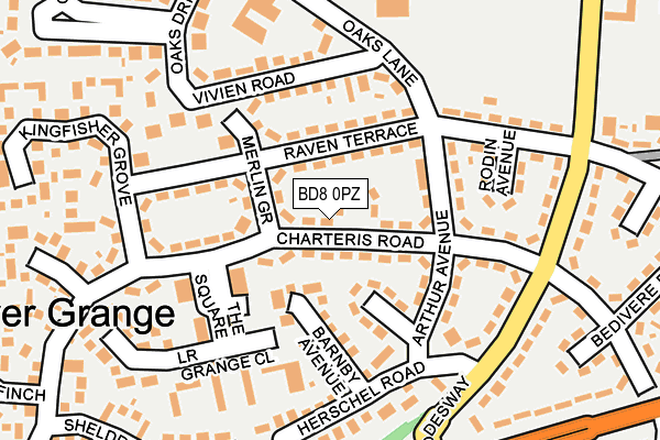 BD8 0PZ map - OS OpenMap – Local (Ordnance Survey)