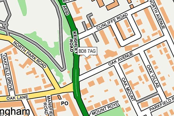 BD8 7AG map - OS OpenMap – Local (Ordnance Survey)