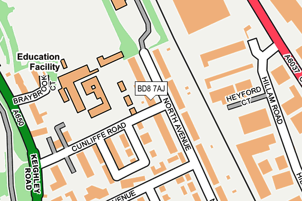 BD8 7AJ map - OS OpenMap – Local (Ordnance Survey)