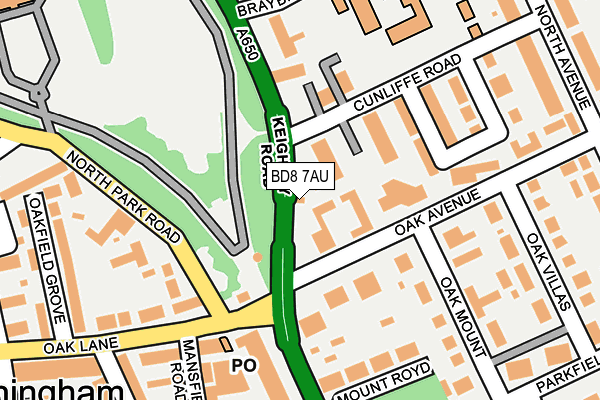 BD8 7AU map - OS OpenMap – Local (Ordnance Survey)
