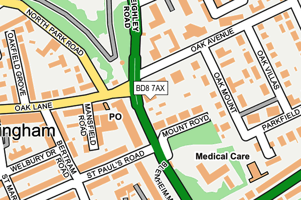 BD8 7AX map - OS OpenMap – Local (Ordnance Survey)