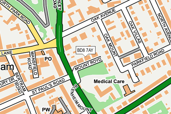 BD8 7AY map - OS OpenMap – Local (Ordnance Survey)