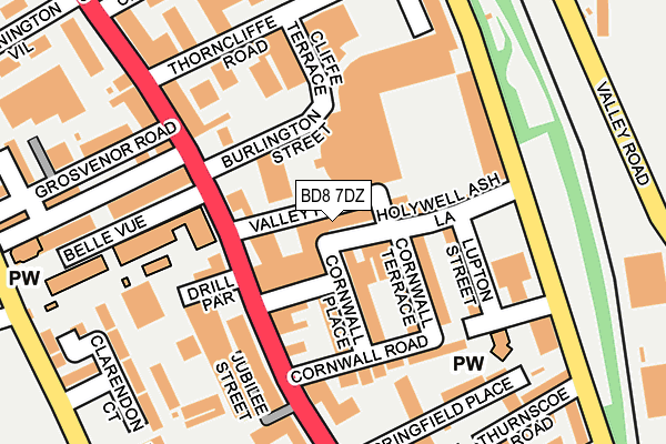 BD8 7DZ map - OS OpenMap – Local (Ordnance Survey)