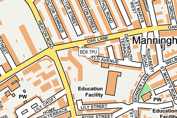 BD8 7PU map - OS OpenMap – Local (Ordnance Survey)